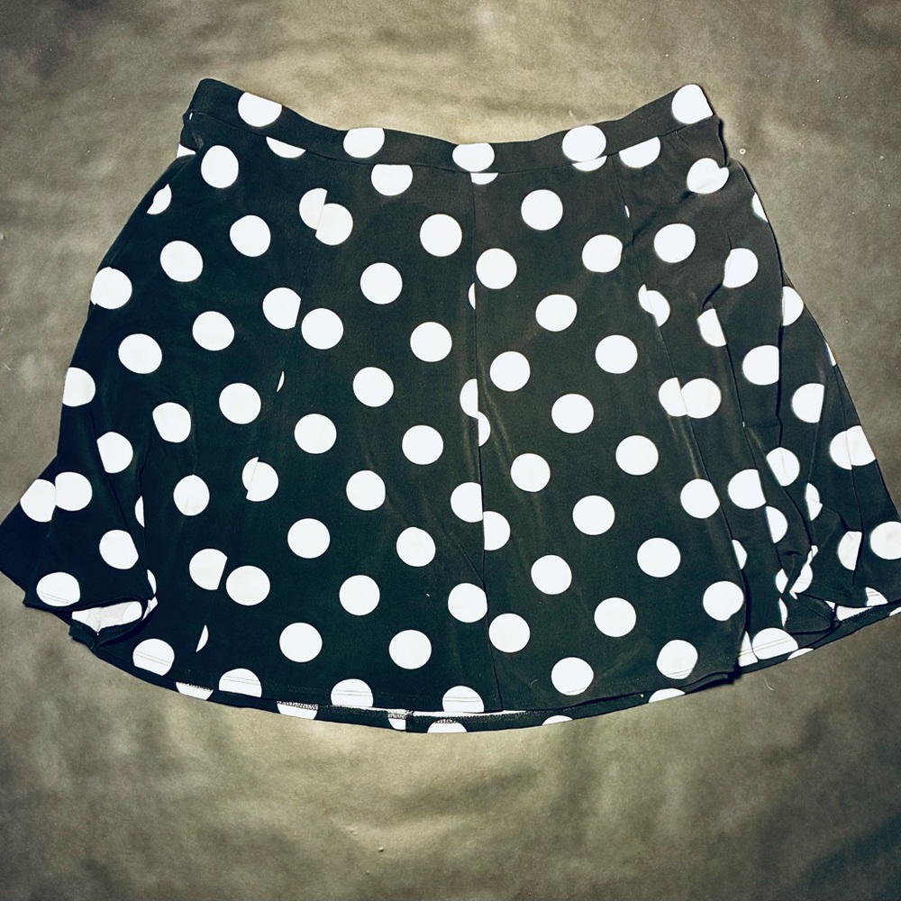 Susan Graver Black and White Polka Dot Mini Skirt
